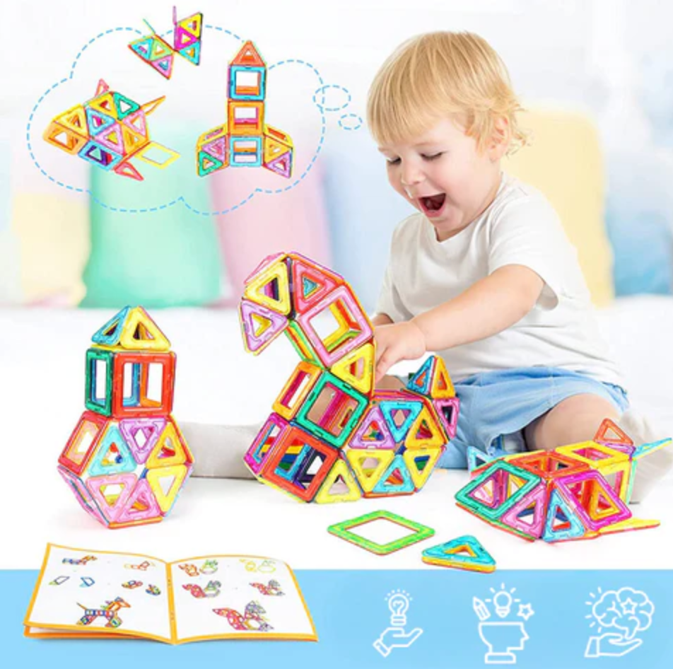 Achat QBI Toy Kids Magnet Building Tiles Basic Pack, Construction de blocs  magnétiques colorés 3D Jouets éducatifs STEM pour garçons et filles de 5 ans  et plus Jeu Montessori (Article n °